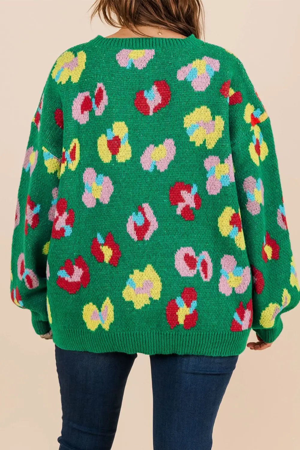 Plus size green floral sweater - Love Salve